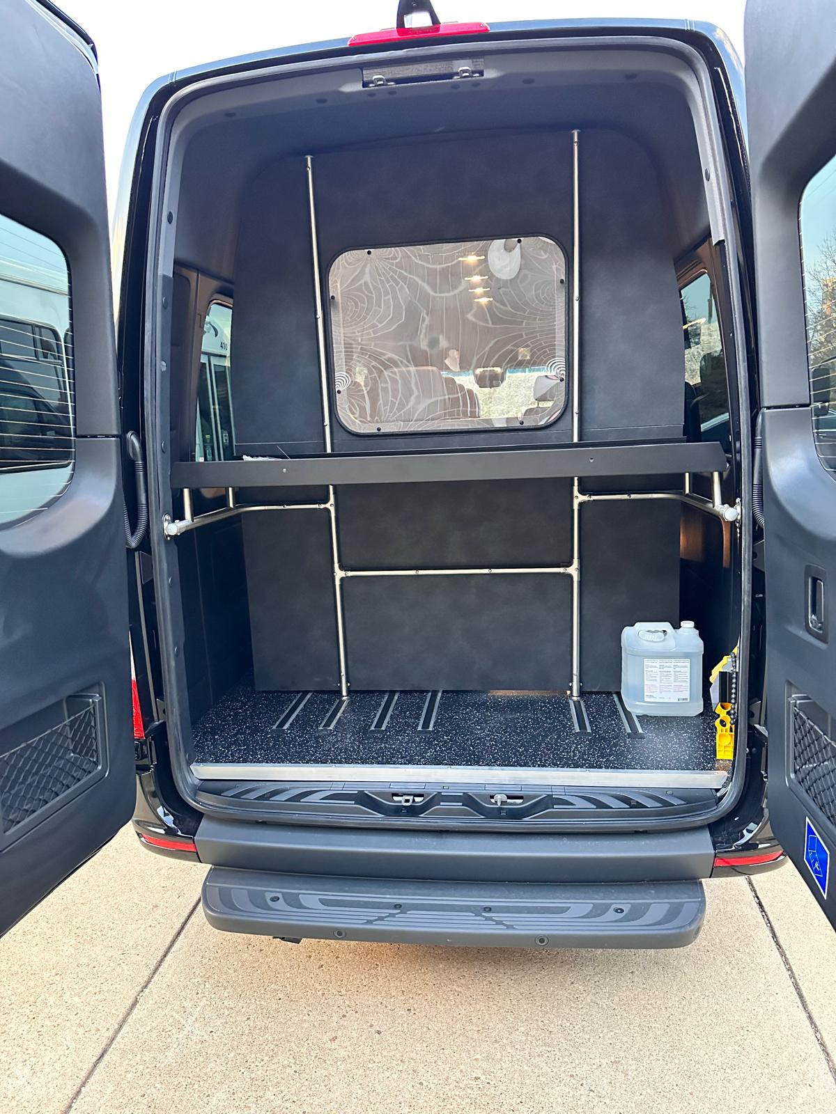 Mercedes-Benz Sprinter van rear cargo area with open doors
